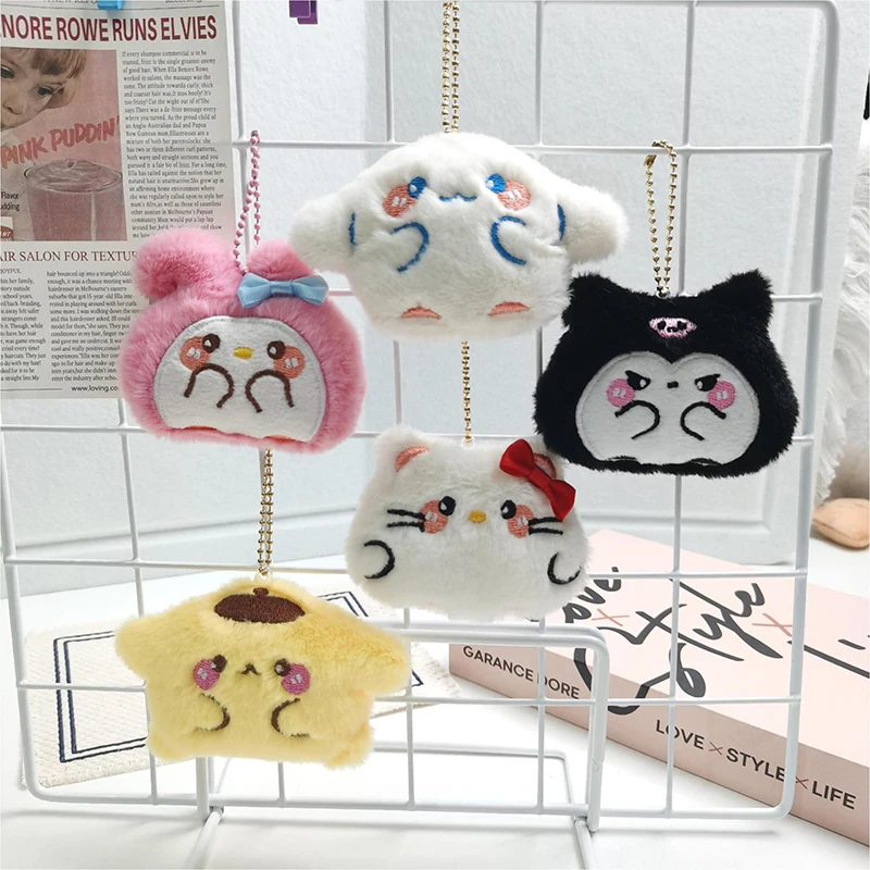 Sanurgente-Porte-clés en peluche Hello Kitty pour filles, accessoires porte-clés, pendentif sac à dos beurre, cadeau, Y2K