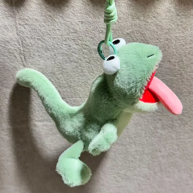 1-4PCS Cute Green Frog Plush Keychain Soft Lizard Sticky Tongue Pendant Animal Stuffed Key Ring for Bag Backpack Will Scream