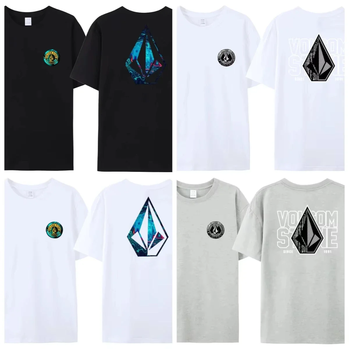 2025 new Volcom obsidian asbestos short sleeve T-shirt top Summer loose T-shirt breathable fashion high quality large size
