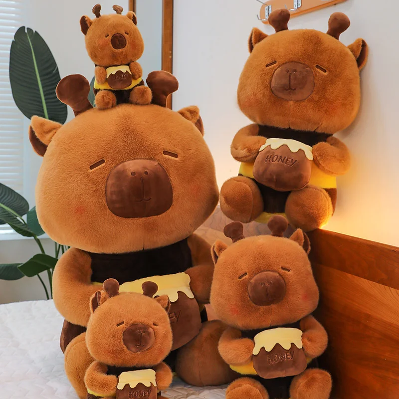 Funny Capybara Plush New Cute Bee Dolphin Doll Holding Honey Pot Capybaras Plushie Toy Hamster Doll Creative Girl Birthday Gift