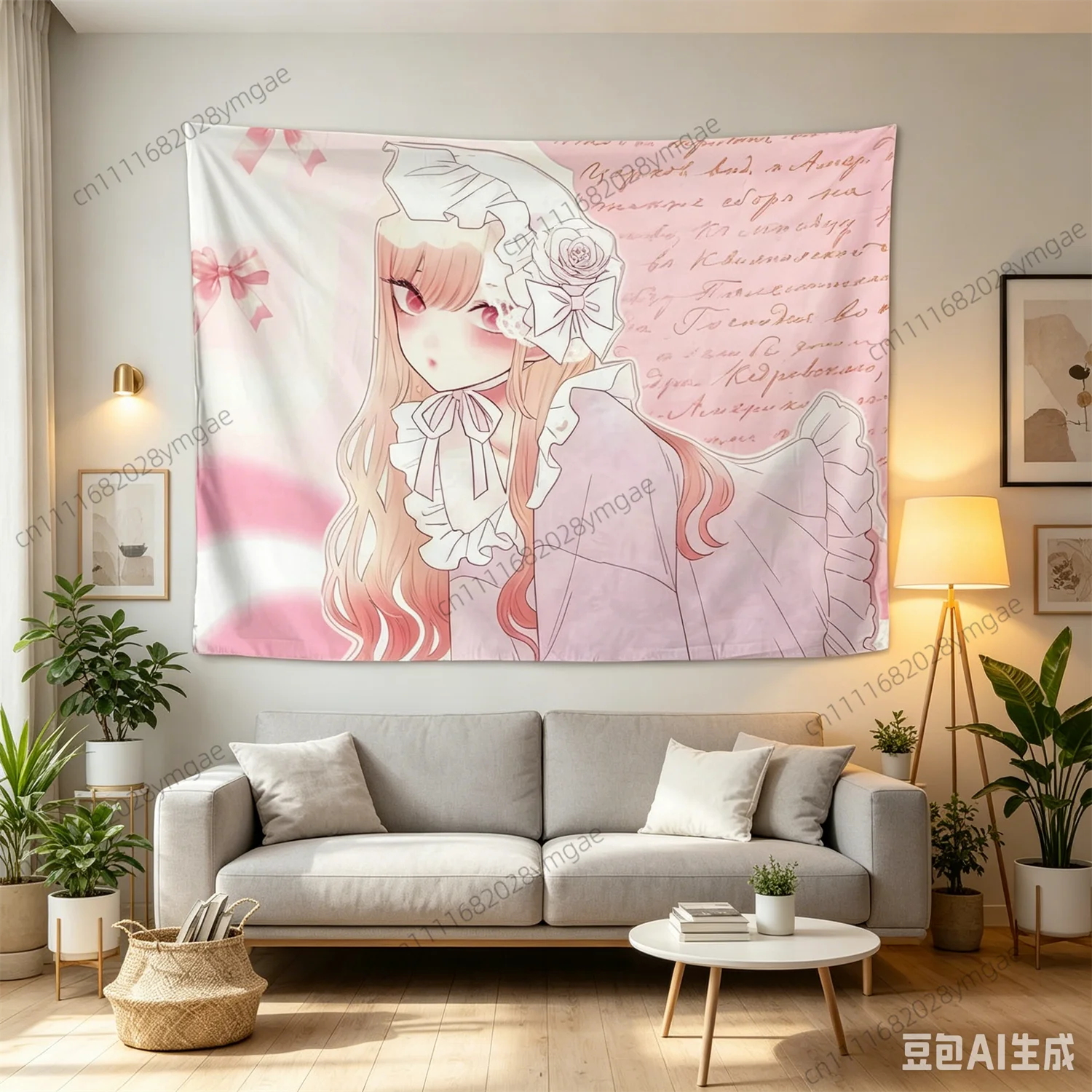 Light Luxury Anime Poster Wall Tapestries Sweet Girls Cartoon Tapestry Cute Aesthetic Dorm Background Cloth Bedroom Flags Banner