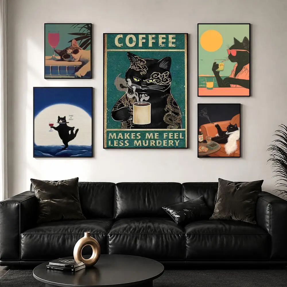 Hilarious F-Funny Restaurant Cat SloganS Poster Self-Adhesive Stylish Art Print Poster Wall Home Decor