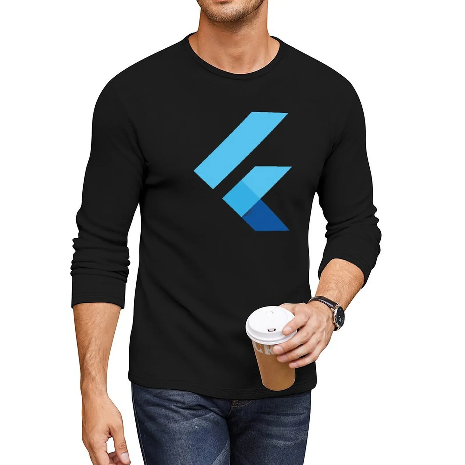 

Flutter Logo for Flutter/Dart Software Developer (Black) Long T-Shirt sublime t shirt sweat shirts mens graphic t-shirts anime