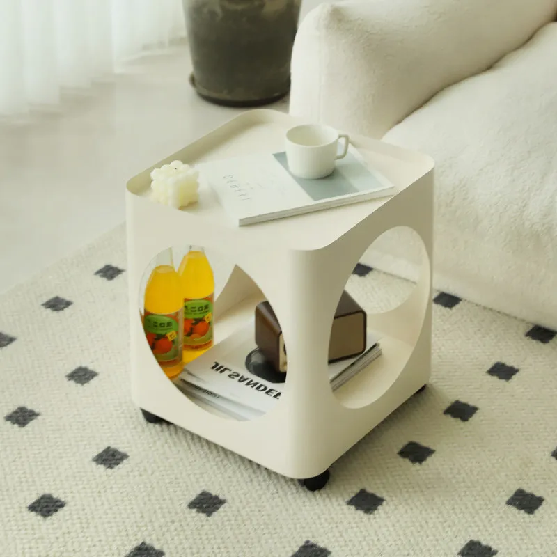 Cream wind sofa side few living room removable mini coffee table trolley square hole with wheels simple side table
