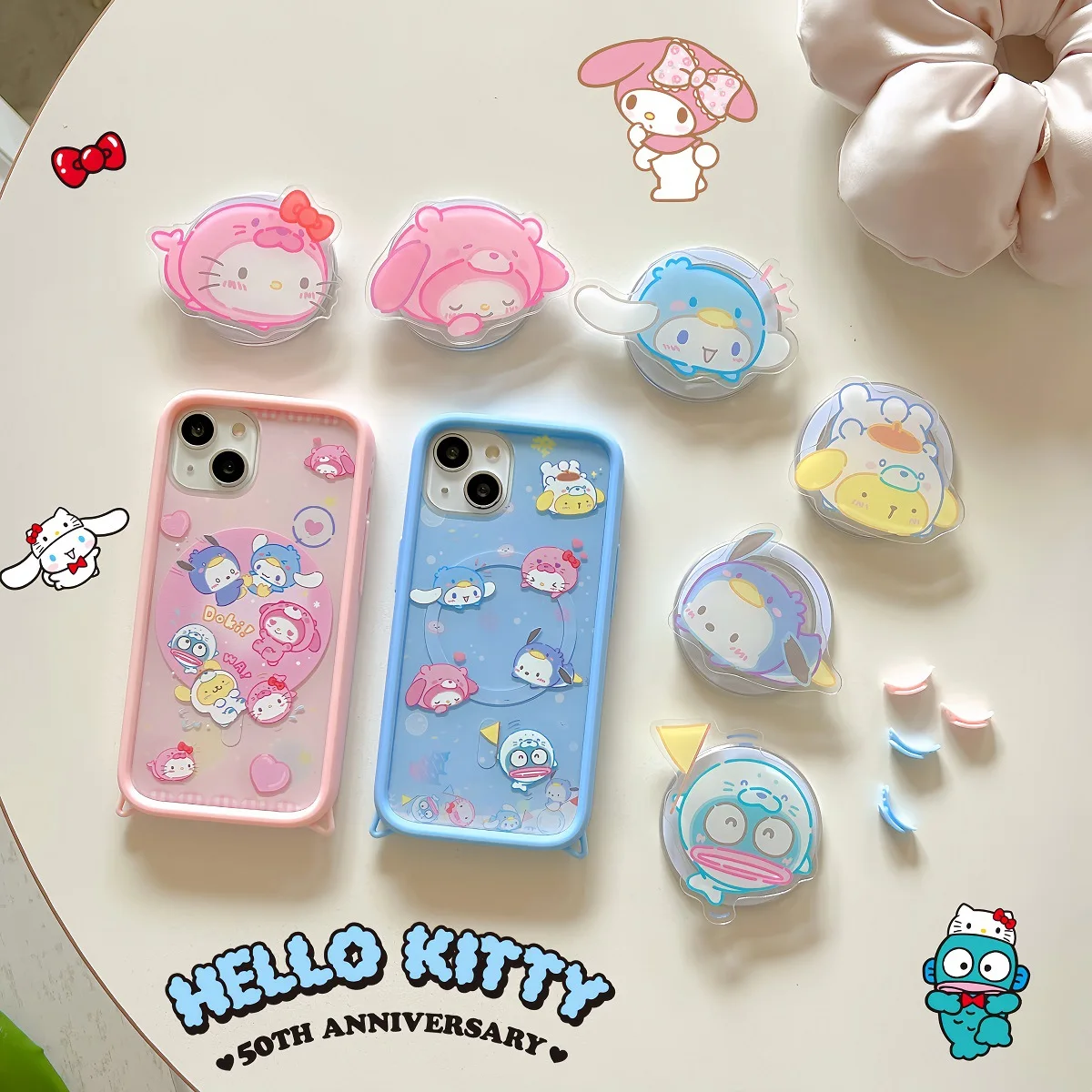 Hangyodon Pachacco Cinnamoroll Hello Kitty Sanrio Cute Cartoon Seals Penguin Magnetic Phone Holder Kawaii Periphery Holiday Gift