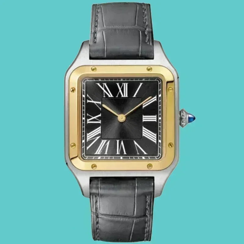 ساعة كوارتز رياضية للرجال والنساء باللون الذهبي الوردي والأسود والأبيض روما الأزرق Reloj Hombre عاشق من الجلد والياقوت حسب الطلب