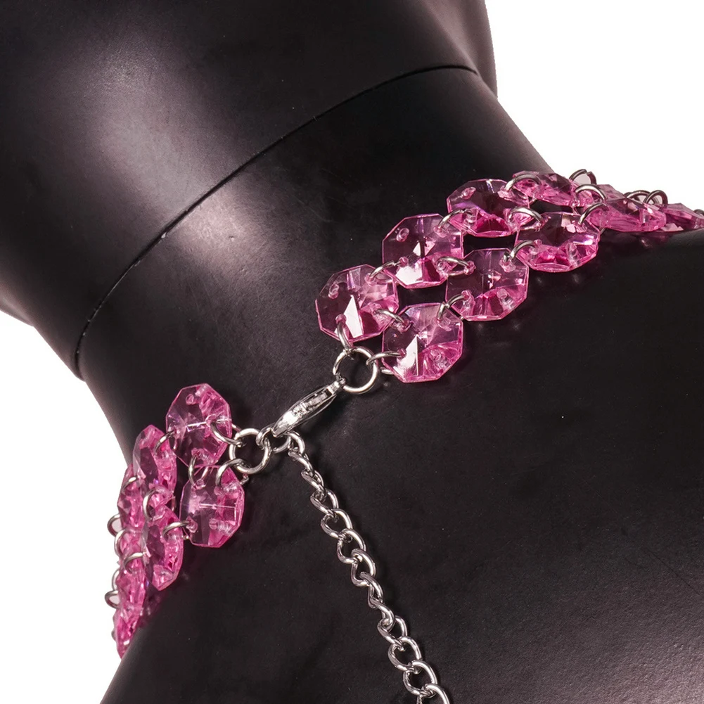 

Сексуальная стильная цепочка с открытой спиной и акриловым узором, летняя эластичная цепочка, подходит для людей под кг, клубная повседневная однотонная без рукавов