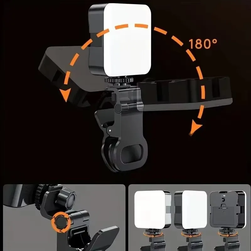 Mobile Phone Clip Ring Fill Light USB Rechargeable 10 Brightness Settings Portable Selfie Lamp for Live Vlog Makeup Shooting