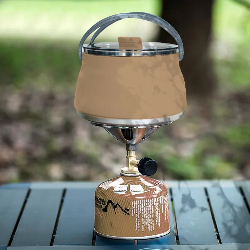 New Camping Portable Silicone Folding Kettle, Outdoor Compressible Folding Pot, Travel Silicone Kettle