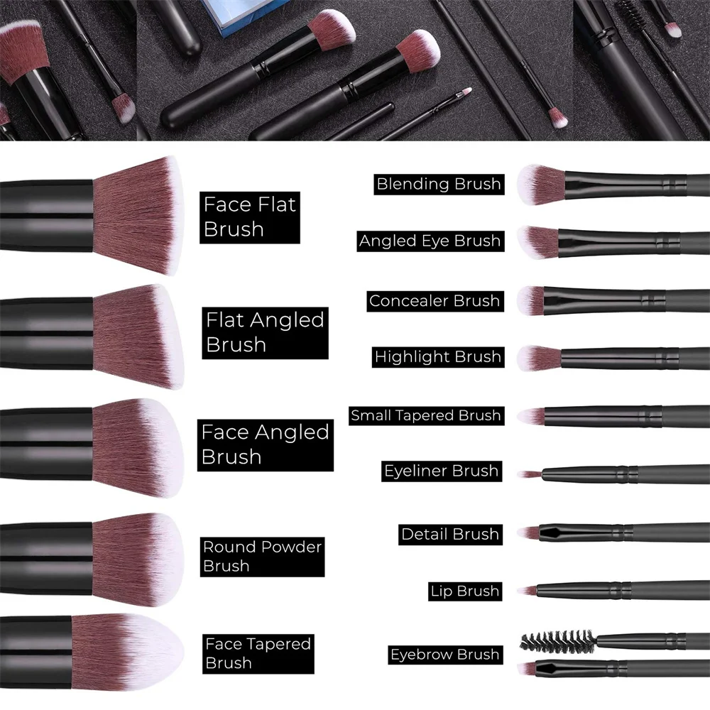 14-16 個プロフェッショナルメイクブラシセットプレミアムメイクアップキット人工毛ファンデーションパワーアイシャドウブレンド美容ツール