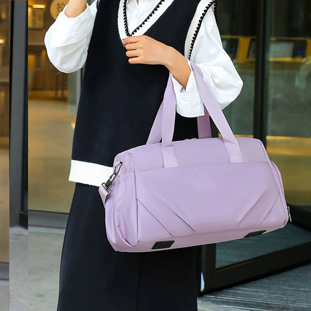Sac de sport pour femme, sac de voyage sportif pour articles secs et humides, sacs à main multifonctionnels, sac de natation, sac de sport à bandoulière pour le week-end, sac à chaussures de yoga