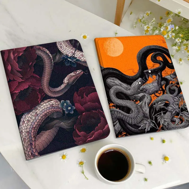 

Snake Red Flower Art Tablet Case For Huawei Honor MatePad MediaPad Air 5 6 7 11 V6 V7 V8 V9 X9 X8 T10 T10s C5e T5 Gift