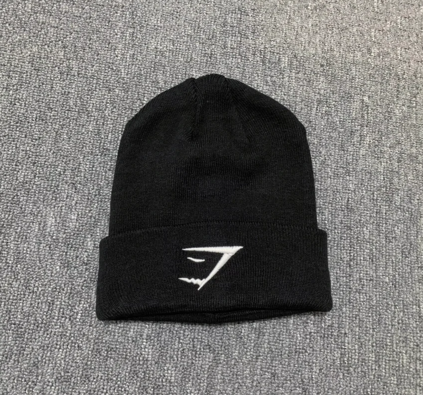 2026 Unisex Ribbed Knitted Cuffed Beanie Simple Abstract Shark Pattern Printed fabric Winter Warm Hat Daily Sports Head Caps