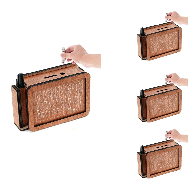 กล่องเงินไม้พร้อมการออกแบบ Cash Vault, กระปุกออมสินไม้, Cash Vault กล่องออมทรัพย์ไม้, กล่องเงินพร้อมเป้าหมายเงิน-ABJU