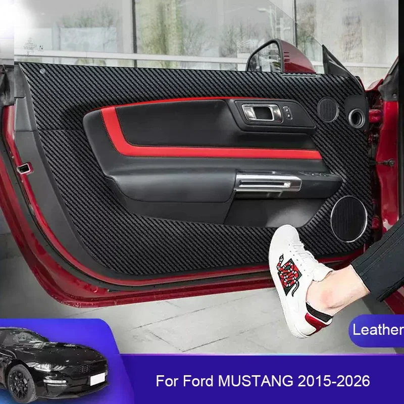 

Для Ford MUSTANG 2015-2026 автомобильный порог B-стойки, защита от ударов, защитная накладка из искусственной кожи, защита от грязи, царапин
