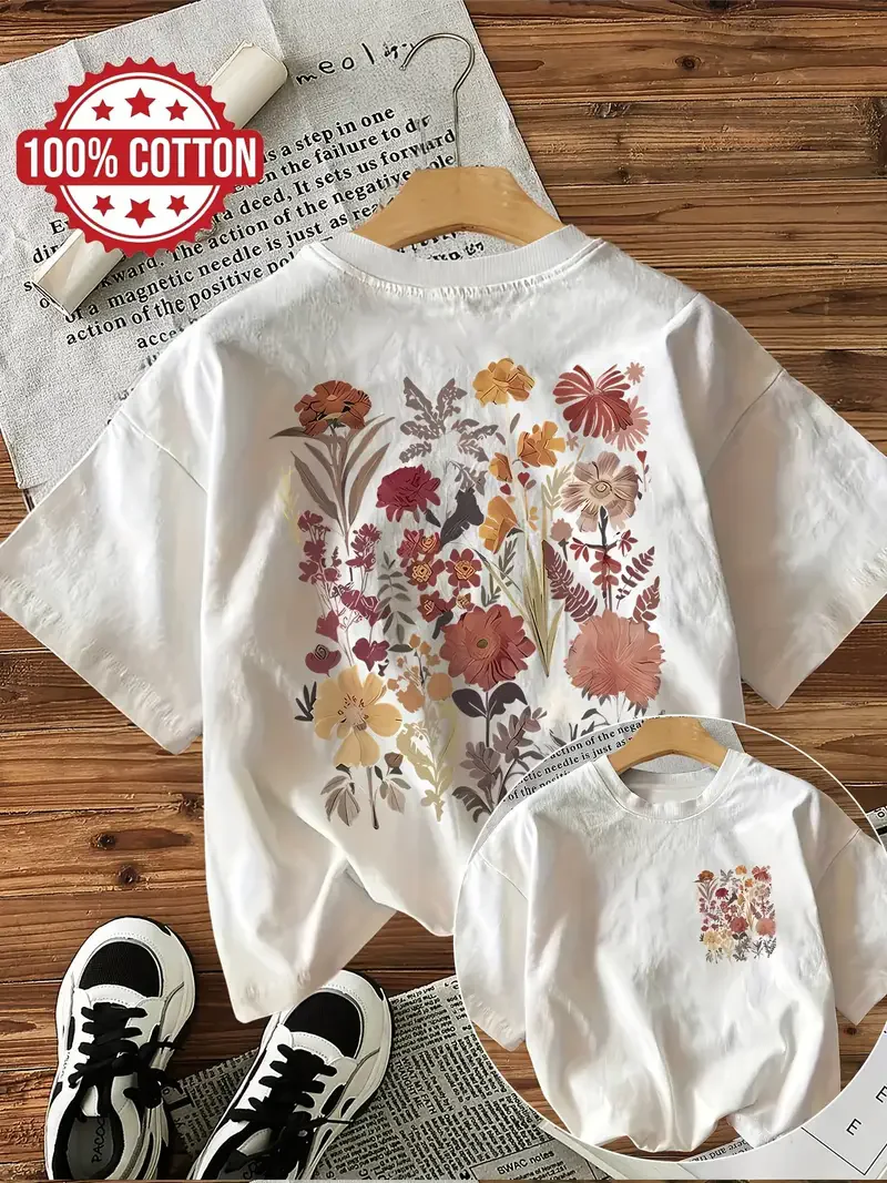 Y2k Flower 100% Baumwolle T-Shirt Damen Lustige T-Shirts Egirl Koreanische Mode Grafik-Tops Damenbekleidung Naturinspiriertes Design – Detail 3