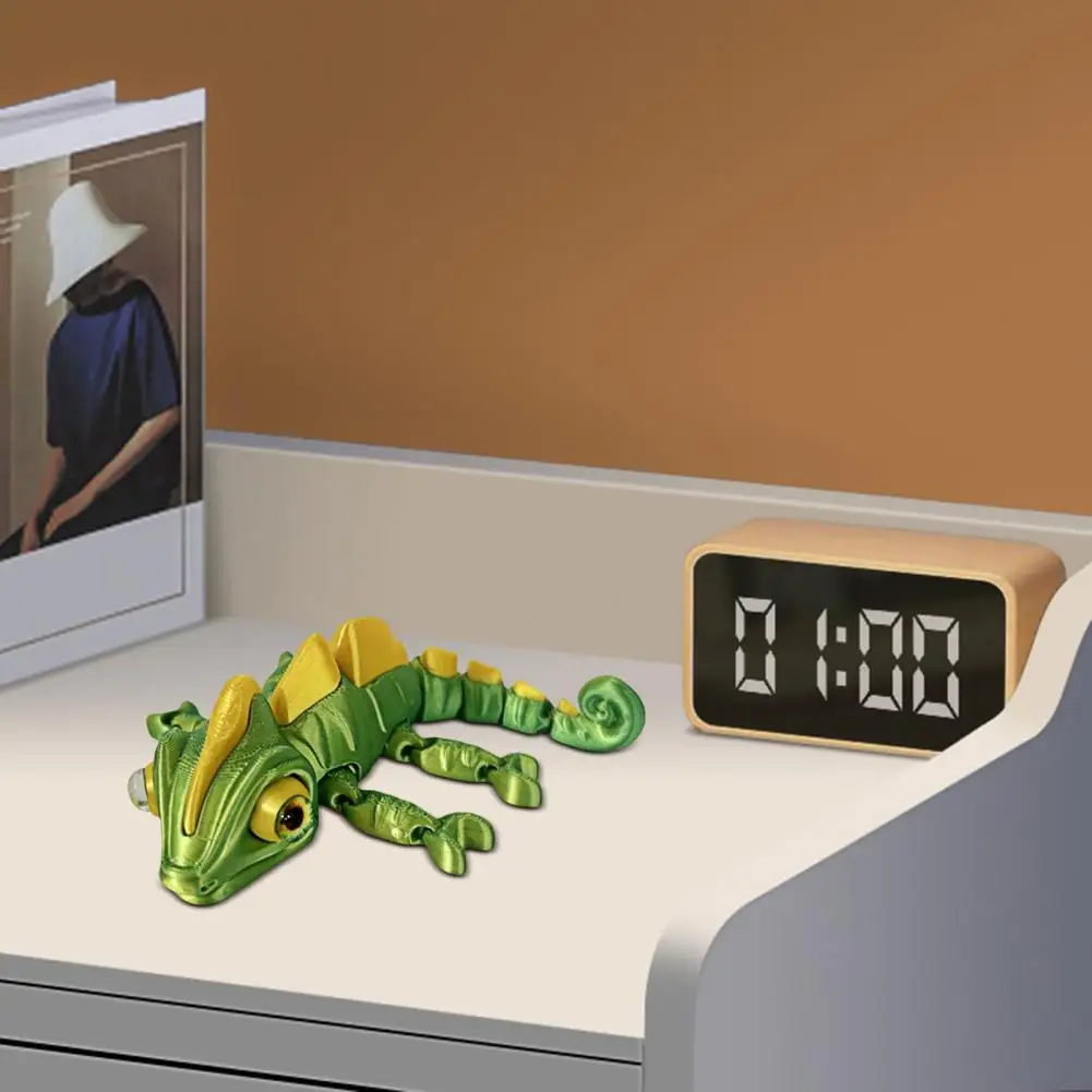 3d Printed Chameleon Decor Table Chameleon Ornament 3d Printed Chameleon Figurine with Movable Eyes Mini Lizard for Home