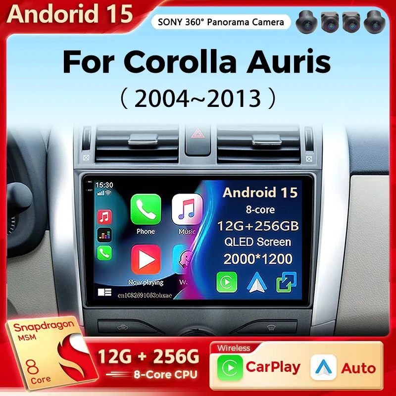 

Мультимедийный плеер Android 15, для Toyota Corolla E140150 Auris 2004-2013, Carplay, Android, авторадио, автомобильное радио, 4G, Wi-Fi, GPS, DSP, DVD