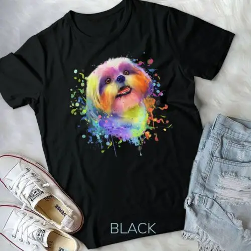 Splash Art Shih Tzu Cute Puppy Gift Men Women Dog Lover Unisex T-shirt