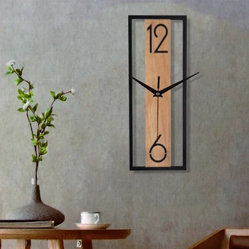Rectangular Wood Grain Wall Clock 1