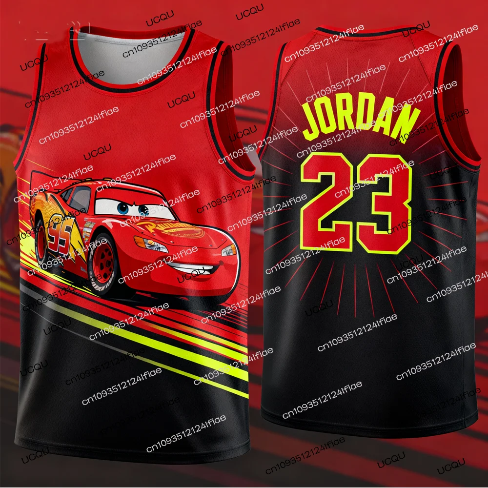 2025 الوافدين الجدد سيارات لايتنينج ماكوين إصدار خاص الأردن # 23 سترة كرة السلة جيرسي للأطفال كارتون كرة السلة الرياضية #1