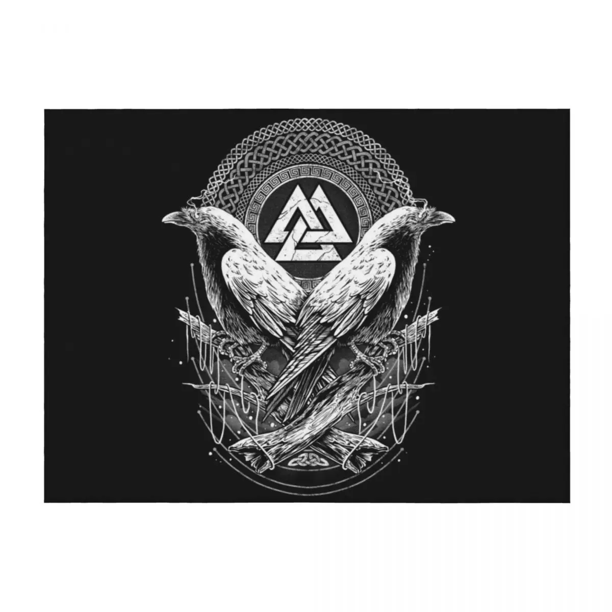 

Raven Valknut Viking Norse Mythology Odin Throw Blanket Luxury Comforter Retros manga Blankets