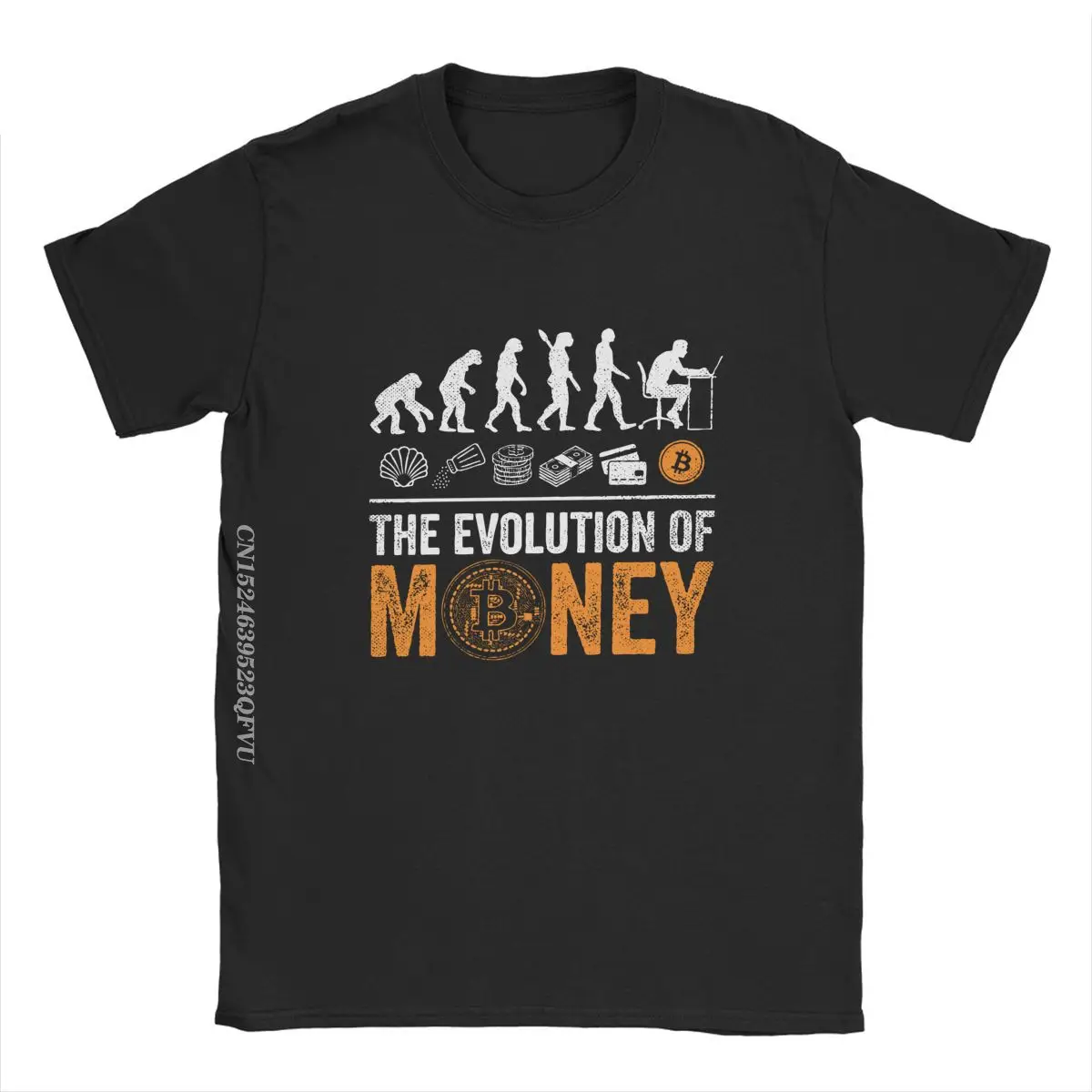 Men Women\'s Tee Shirt Bitcoin Evolution Of Money BTC Crypto Tee Shirt Cryptocurrency Blockchain Tops T Shirts Manga Graphic