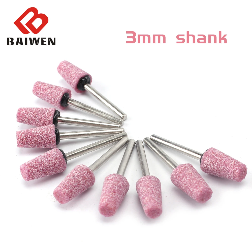 

10pcs 3mm Shank Bit Mounted Ceramic Grinding Head Polishing Abrasive Wheel Rotary Power Tools