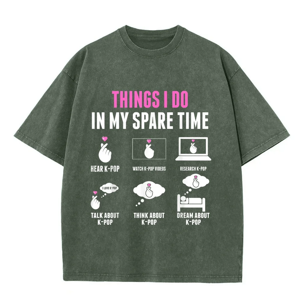 Things I Don in my Spare Time Kpop Merch Merchandise T-Shirt Man Clothes Camiseta Hombre Одежда Gift Idea For Sister Casual Tee