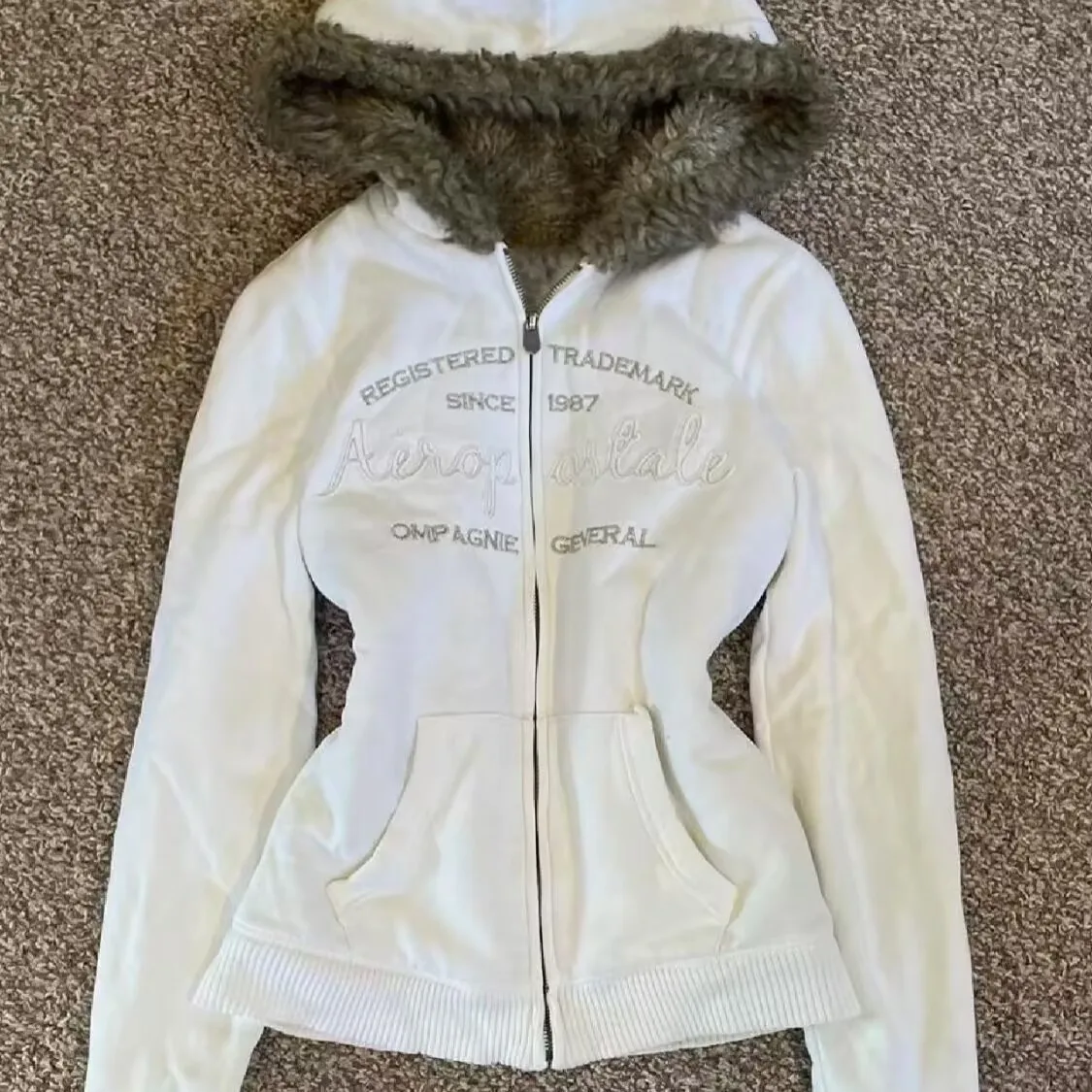 Harajuku корейский эстетический винтажный свитшот с меховым воротником и капюшоном Kawaii осенне-зимняя одежда женская Y2K толстовка на молнии