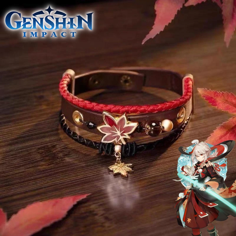 

Genshin Impact Game Merch Kaedehara Kazuha Косплей Унисекс Панк Браслет Реквизит Ювелирные Изделия Браслеты Аксессуары Рождественские Подарки для Вентилятора