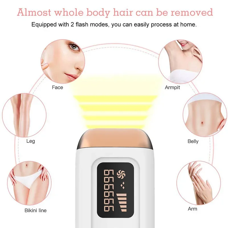 Bezbolesne włosów maszyna do usuwania profesjonalny Laser do depilacji na stałe LCD, Depilator laserowy, 9999999 Flash IPL, foton Epila
