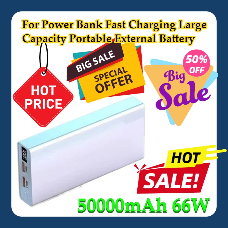 

For 50000mAh 66W Power Bank Fast Charging Large Capacity Portable External Battery