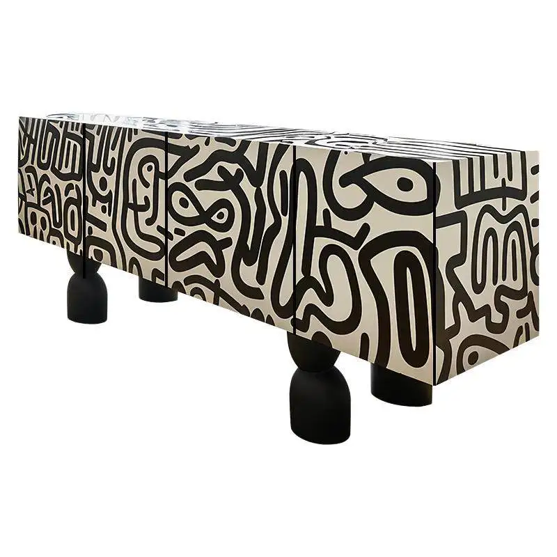 

Original designer art graffiti TV cabinet, modern high-end floor cabinet, creative aesthetic decorative cabinet locker
