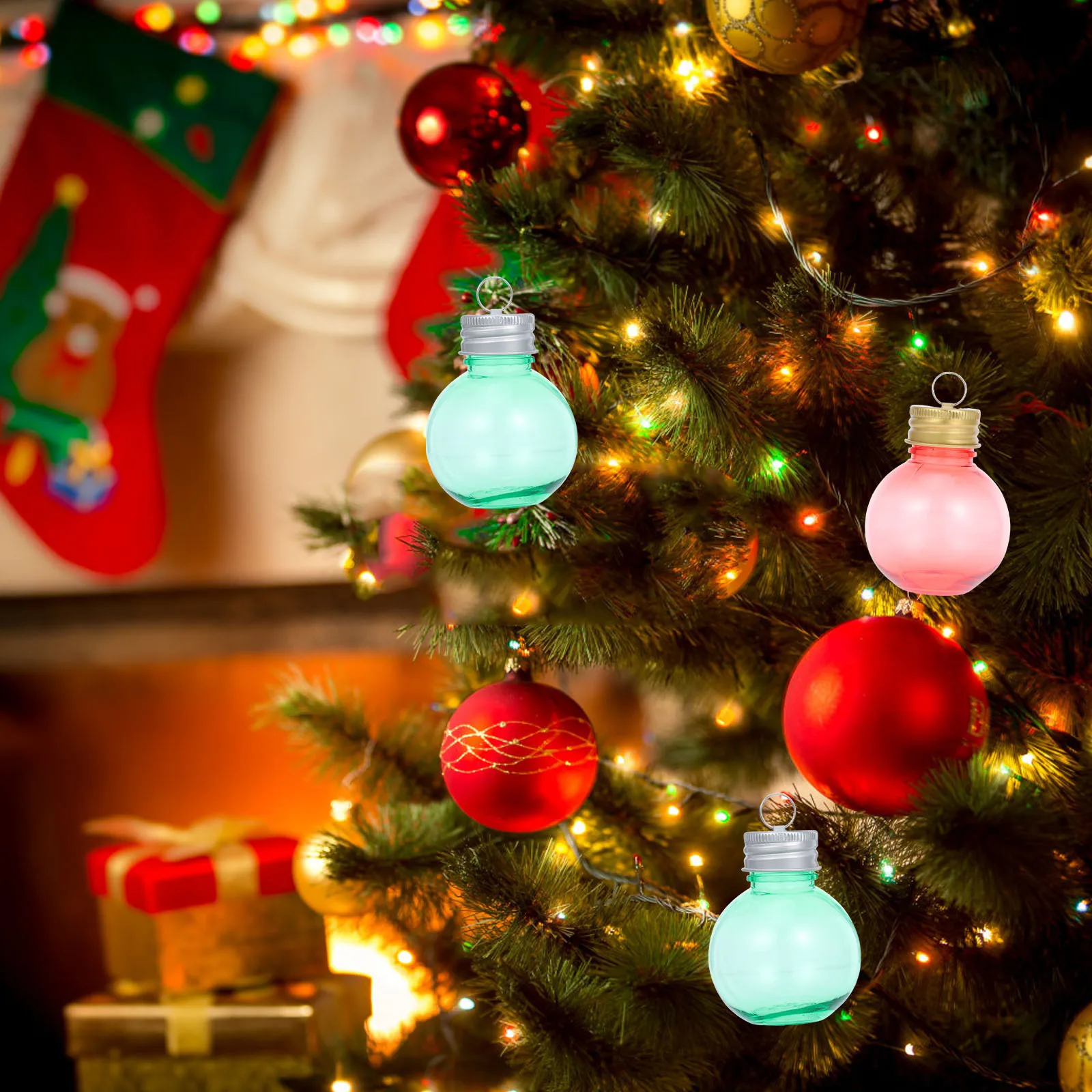 

24Pcs Clear Plastic Fillable Ornament Balls 50ml Hanging Baubles for Christmas Crafts Candy Containers Party Favors