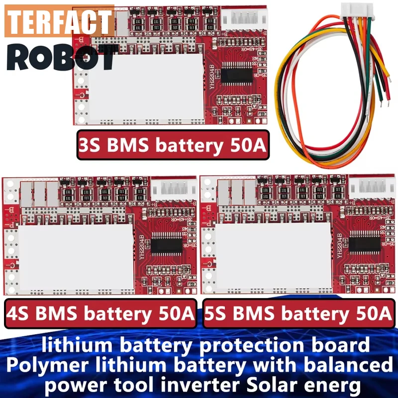 3S/ 4S /5S BMS 50A lithium battery protection board Polymer lithium battery with balanced power tool inverter Solar energy