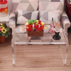 1Pcs 1:12 Doll House Transparency Table Living Room Leisure Table Mini Model Scene