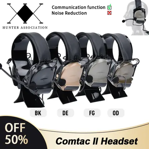 자세히 둘러보기 WADSN COMTAC II 헤드셋 통신 촬영 헤드폰 Airsoft Kenwood U94 PTT 이어폰 야외 사냥 소음 감소