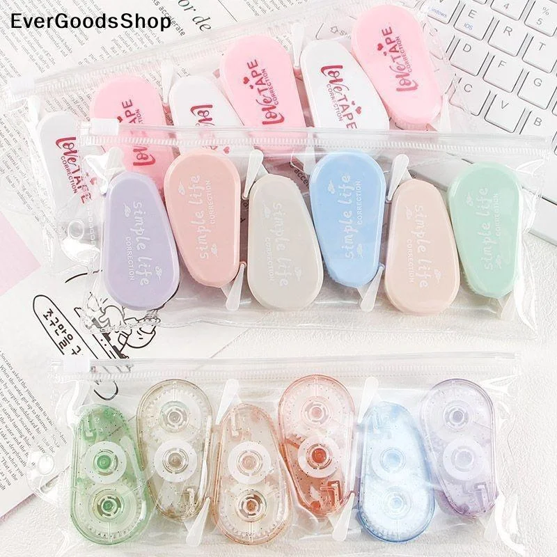 New6Pcs Mini Correction Tapes Cute Pastel Colors Smooth Application Perfect For Students School Homework Office Daily Use