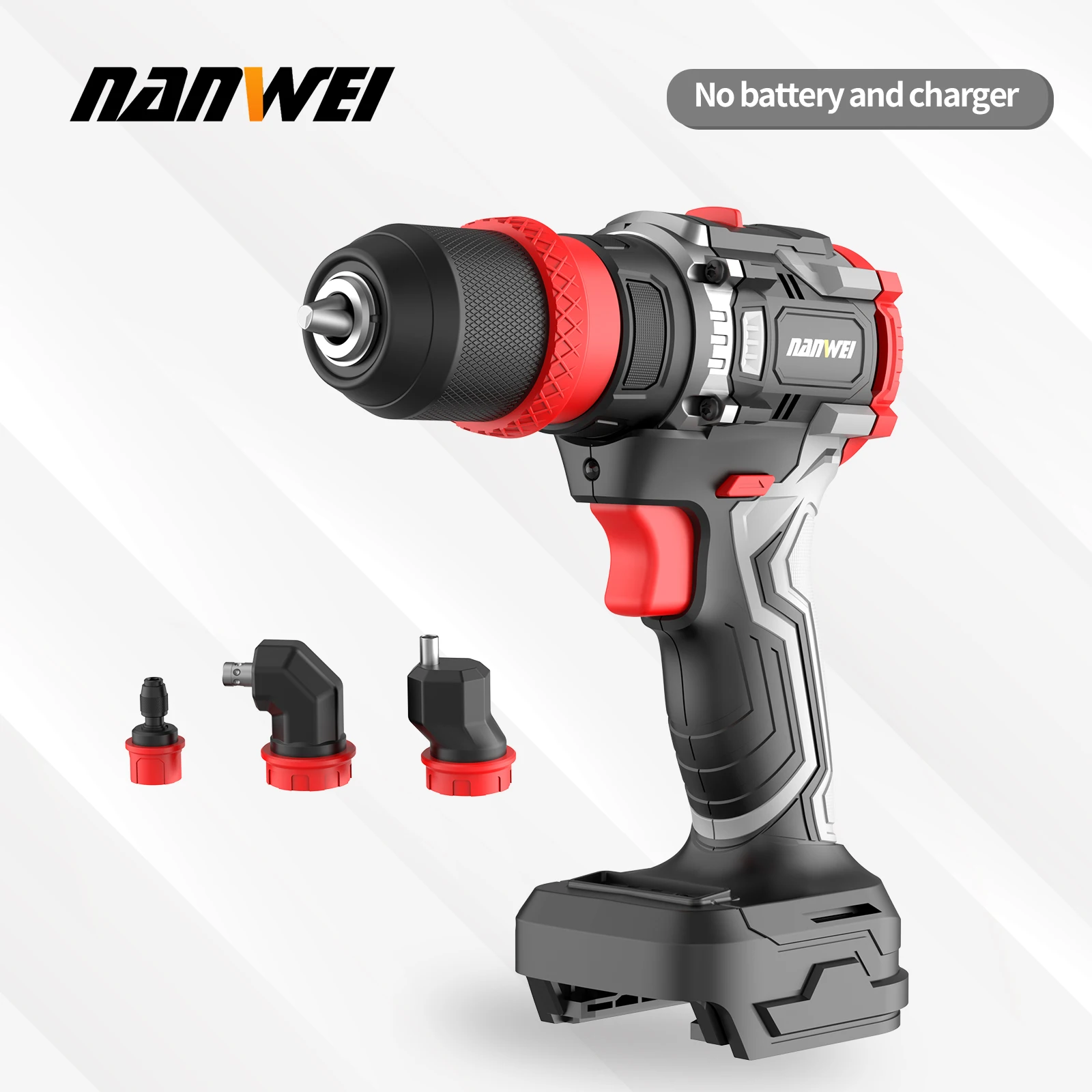 NANWEI 20V Brushless Drill Four-in-One Multi-Head Lithium-Ion Drill Quick-Change Chuck Multi-Head Household Pistol Drill