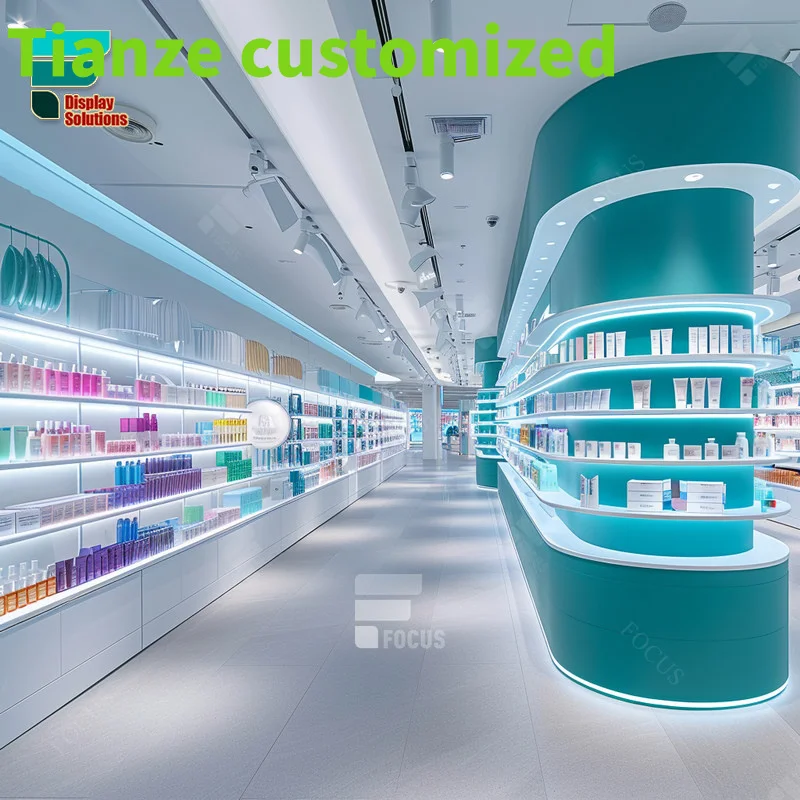 

Customized-Cosmetics Store Display Perfume Glass Display Showcase Shop Wigs Beautiful Cosmetic Kiosk