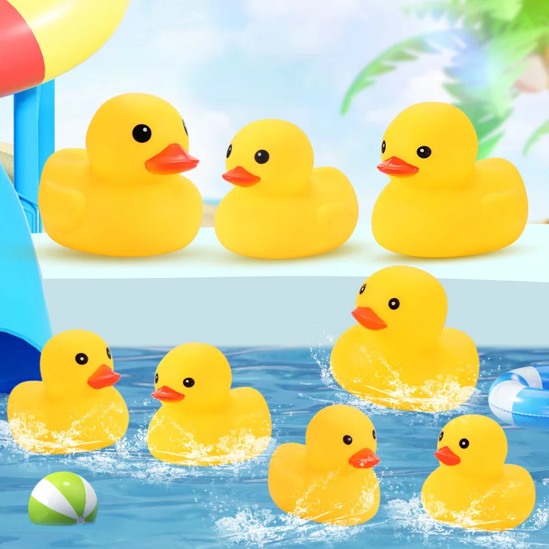 Pato amarillo pequeño para bebé, juguetes de baño de goma para apretar, BB, juguete divertido de agua, carrera clásica, juguetes chirriantes para