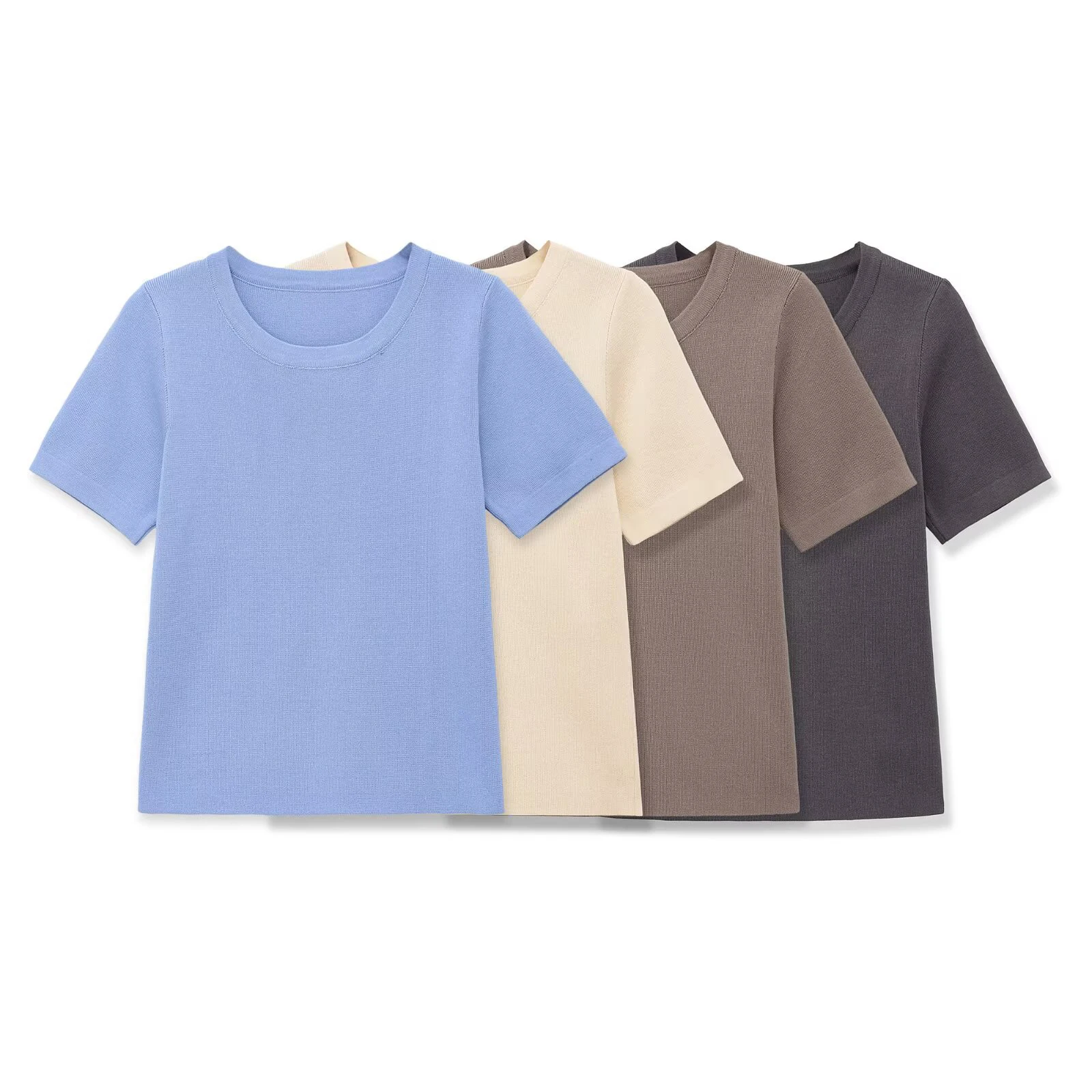 

European and American 2026 Spring New Women's Casual Simple Soft Touch Round Neck Short Sleeve Knitted Top
