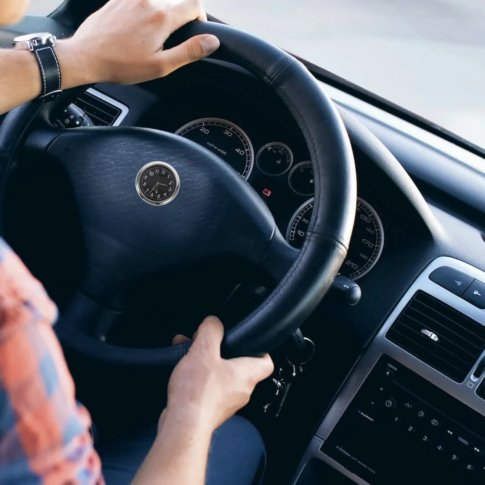 

Mini Car Dashboard Clock Black Luminous Pointer Adhesive Digital Auto Interior Decoration Car Clock Reading Safe