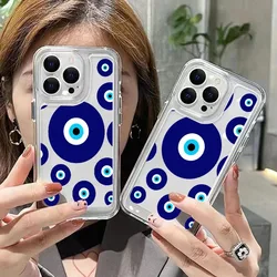 Blue Evil Eye Phone Case For iPhone 16 15 14 13 12 11 Pro Max Mini X XR XSMAX SE20 8 7 Plus Transparent TPU Lens Creative Cover
