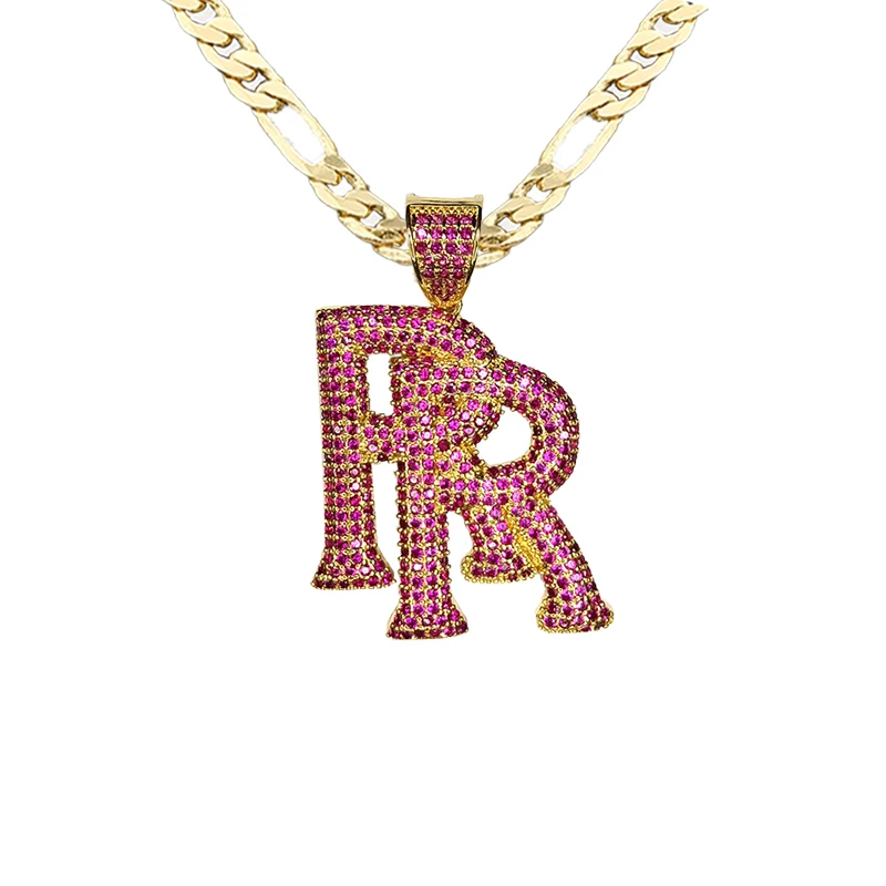

High Quality Zircon Copper Gold Plated 14 k Pink Pendant Chain Pendants Women Letter Pendant For Necklace