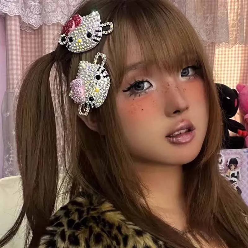 

Y2K девочка Hellokitty заколка для волос Sanrio Kawaii стразы заколка для волос милый мультяшный аниме Школьный головной убор аксессуары для волос для подарка игрушки