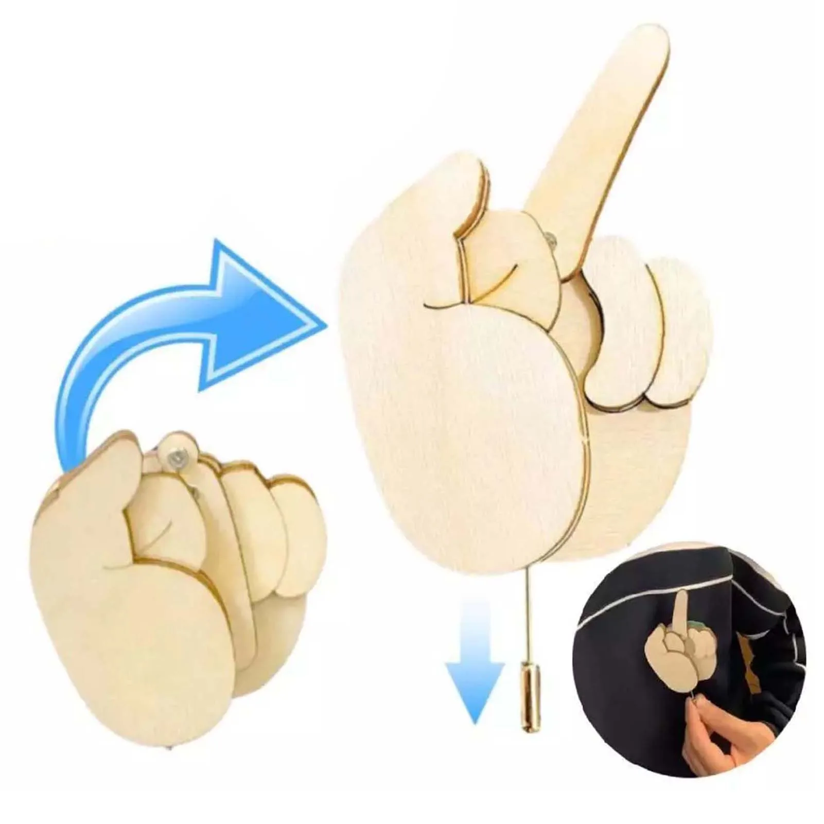 Middle Finger Pin DIY Kit Non-Verbal Manner Charming Design Interactive Brooch Suitable n Women Boys Pranks