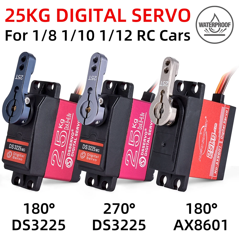 

Сервопривод Водонепроницаемый RC Servo 1/10 RC, сервопривод рулевого управления, металлическая шестерня, сервопривод с высоким крутящим моментом для 1/8 1/12 RC автомобилей, гусеничных багги-роботов