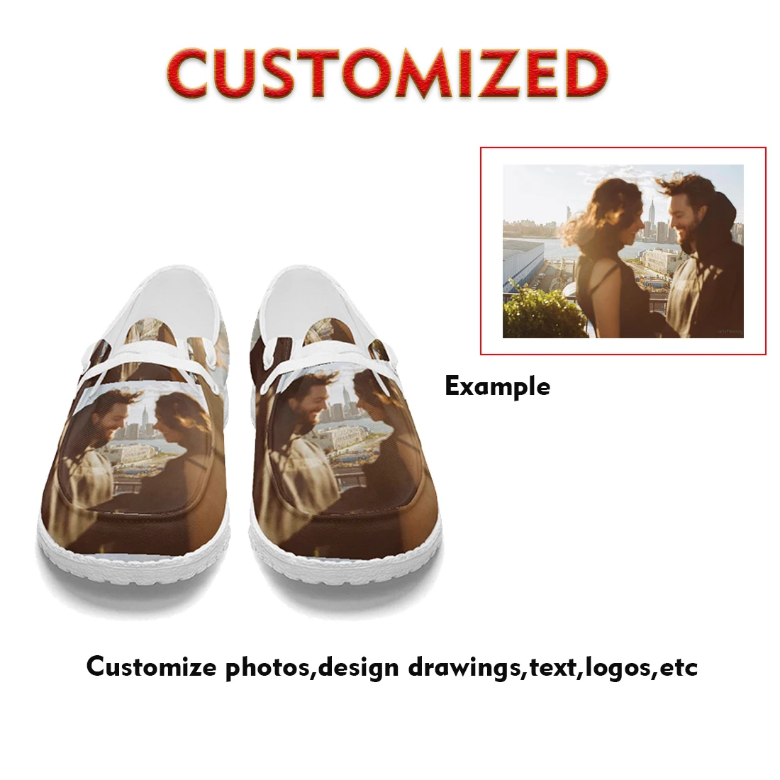 

Customizable casual canvas shoes with logos images and text everyday customizable fashion shoes for man and woman